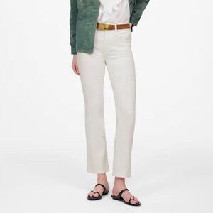 NWT Madewell Women's Mid-Rise Kick Out Crop Jeans Pure White Size 32